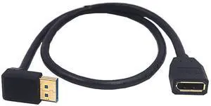 2ft DisplayPort 8K Extension Cable 90 Degree Up Angle DisplayPort Male to DisplayPort Female Extender Ultra HD Cable DP 1.4 Version Extension Adapter Cord 8K@60HZ (Up Angle M/FM)