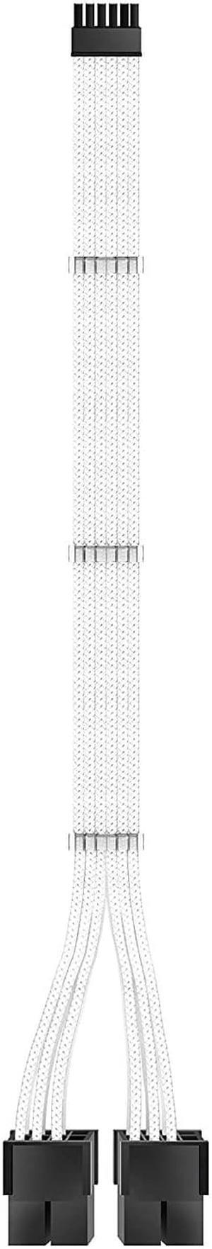 EZDIY-FAB RTX 3000 Series 12 Pin to Dual 8 Pin PCIe Sleeved Extension Cable 300 MM- Connector for NVIDIA Ampere GEFORCE RTX 3060ti 3070 3080 FE Funder Edition- White