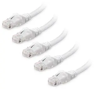 Cable Matters 10Gbps 5-Pack Snagless Short Cat 6 Ethernet Cable - 3ft, Cat 6 Cable, Cat6 Cord, Ethernet Cord, White