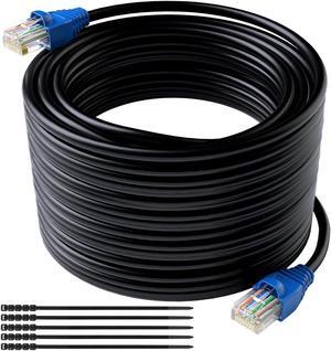 Cat5e Outdoor Ethernet Cable 250 Feet, Cat 5e Heavy Duty Internet Network LAN Cable, More Flexible Than Cat 6, Waterproof, PVC & LLDPE UV Double Jackets for in Wall, Direct Burial, Router, POE, Indoor