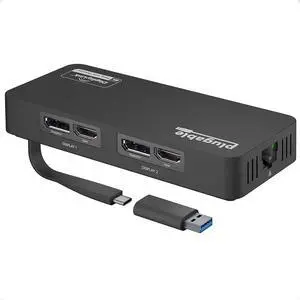 4K DisplayPort and HDMI Dual Monitor Adapter for USB 3.0 and USB-C Compatible with Windows and ChromeOS