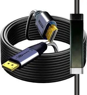 4K DisplayPort to HDMI Cable 15FT with IC 4K60HZ (1440P 60Hz 1080P 120Hz) DP to HDMI for  Monitor Projector Desktop AMD NVIDIA  HP ThinkPad-Grey  and More