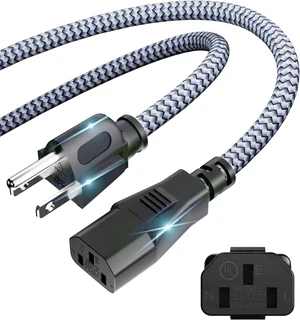 Power Cord - 3 Pin Power Cord Braided 10FT/3m AC Replacement Power Cable 3 Prong Universal Power Cord for Monitor PS3 Xbox-360 TV Computer Printer PC and More(10A 110V-250V 18AWG) Power Cord - 3 Pin Power Cord Braided 10FT/3m AC Replacement Power Cable 3 Prong Universal Power Cord for Monitor PS3 Xbox-360 TV Computer Printer PC and More(10A 110V-250V 18AWG)