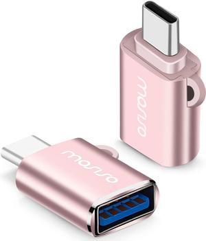 USB C to USB Adapter 2 Pack USB Type-C to USB Connector Thunderbolt 3 to USB 3.0 Converter OTG Compatible with MacBook Pro 2024-2016/Air 2024-2018/Laptop/Tablet/More Type-C Devices Rose Gold
