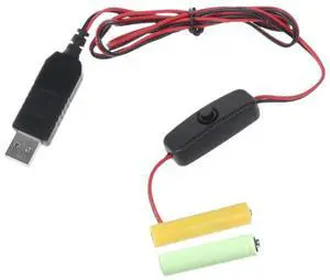 Universal 3V LR03 AAA DummyEliminator USB Power Supply Cable with Switch, 2Pcs 1.5VReplacement Adapter