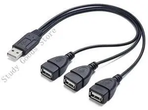 USB2.0 Power Extension Adapter Cable With Triple Female Port For Various Devices