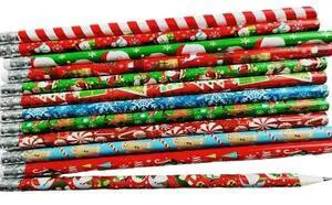 48Pcs Cartoon Christmas Themed Pencil with Erasers Drawing Pencil Christmas Stocking Fillers for Kid Student Rewars