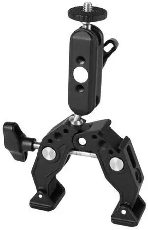 Aluminum Alloy Photography Clamp with Universal Mounting Bracket Two Swivels Joints Fit Camera Phones Studio Equipment