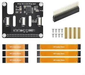 2 Port PCIe to 2CH PCIe FFC HAT PCle Expansion Module 16Pin Connection for RPi 5 for Electronics Enthusiasts