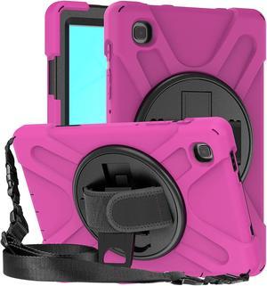 Galaxy Tab A7 8.7 T220 Shield Case, Shockproof Heavy Duty Impact Drop Protection Case Cover for Samsung Galaxy Tab A 7 SM-T220 SM-T225 (Black/Hot Pink)