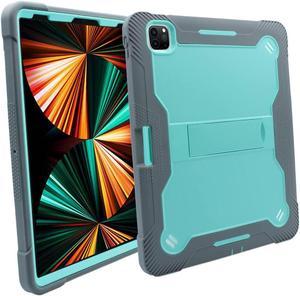 iPad Pro 12.9 Case 5th Gen 2021, Shockproof Rugged Heavy Duty Protection Cover Kickstand Case for Apple iPad 12.9 Inch (Guardian Teal/Grey)