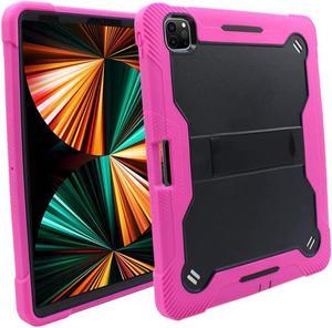 iPad Pro 12.9 Case 5th Gen 2021, Shockproof Rugged Heavy Duty Protection Cover Kickstand Case for Apple iPad 12.9 Inch (Guardian Hot Pink)