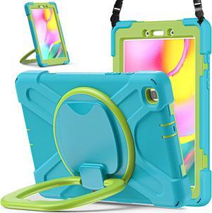 Premium Galaxy Tab A 8.0 (2019) Ring Handle Case, Shockproof Heavy Duty Protection Case for Samsung Galaxy Tab A 8.0 T290/T295 (Light Blue/Lime Green)