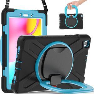 Premium Galaxy Tab A 8.0 (2019) Ring Handle Case, Shockproof Heavy Duty Protection Case for Samsung Galaxy Tab A 8.0 T290/T295 (Black/Light Blue)