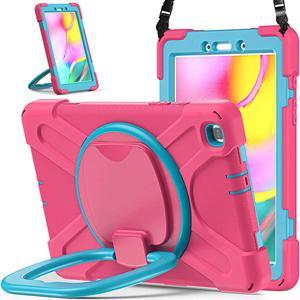 Premium Galaxy Tab A 8.0 (2019) Ring Handle Case, Shockproof Heavy Duty Protection Case for Samsung Galaxy Tab A 8.0 T290/T295 (Pink/Light Blue)