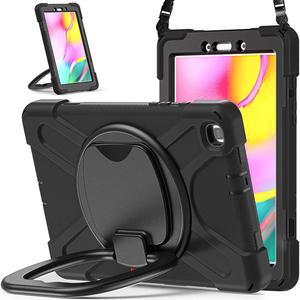 Premium Galaxy Tab A 8.0 (2019) Ring Handle Case, Shockproof Heavy Duty Protection Case for Samsung Galaxy Tab A 8.0 T290/T295 (Black/Black)