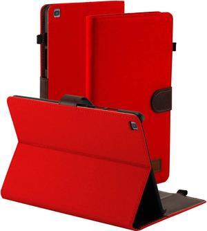 Galaxy Tab A 101 T510 Case Premium PU Portfolio Canvas Lightweight Slim Protection Case Cover for Samsung Galaxy Tab A 101 2019 SMT510 SMT515 Red