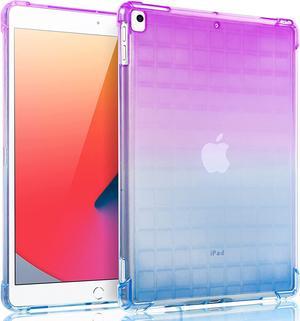 iPad 10.2 9th 8th 7th Gen Case, TPU Colorful Slim Light Anti-Scratch Cover Protective with Charging and Camera Cut-Outs for Apple iPad 10.2 9th 8th 7th Gen Pro/Air 10.5 (Purple / Blue)