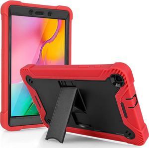 Galaxy Tab A 8.0 T290 Case, Heavy Duty Rugged Cover Dual-Layer Impact Guard Drop Protection with Kick Stand for Samsung Galaxy Tab A [2019] SM-T290 SM-T295 [Red]