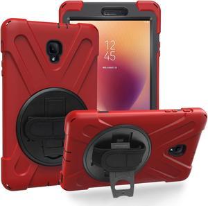 Galaxy Tab A A2 S Case (2017) T380/T385, Heavy Duty Durable Rugged Case with Screen Protector Stand, Strap for Samsung Galaxy Tab A A2s 2017 SM-T380 (Red)