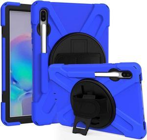 Galaxy Tab S6 10.5 Case T860 2019, Heavy Duty Case Tempered Glass Screen Protector Cover Kickstand Handle Carrying Sling Strap for Samsung Galaxy Tab S6 10.5 T860 T865 (Dark Blue)