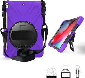 iPad Air 3 10.5 2019 / iPad Pro 10.5" 2017 Case, Heavy Duty Rugged Full-Body Cover, Stand, Hand/Palm Strap, Shoulder Carry Sling for Apple iPad Air 3rd Gen / Pro 10.5-inch (Shield Purple)