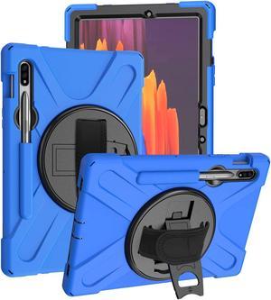 Galaxy Tab S7 11 T870 Case Shockproof Heavy Duty Durable Dual-Layer Cover Kickstand Handstrap Shoulderstrap Sling for Samsung Galaxy Tab S7 2020 SM-T870 (Shield Blue)