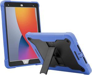 iPad 10.2 9th Gen Case, Shockproof Rugged Heavy Duty Protection Cover Kickstand Case for Apple iPad 10.2" 9th Generation 2021 (Guardian Black/Blue)