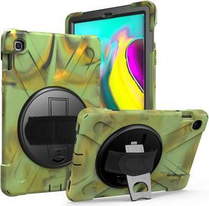 Shockproof Case Full-Body Heavy Duty Cover Stand with Shatterproof Ceramic Screen Protector for Samsung Galaxy Tab A 10.1 2019 T510 T515 (Camouflage)