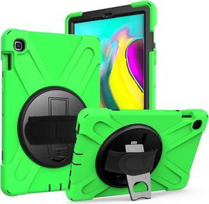 Shockproof Case Full-Body Heavy Duty Cover Stand with Shatterproof Ceramic Screen Protector for Samsung Galaxy Tab A 10.1 2019 T510 T515 (Green)