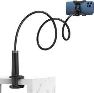 UGREEN Phone Holder for Bed Gooseneck Desk Cell Phone Holder Mount Flexible Clamp Compatible for iPhone 13 12 Pro Max, iPhone 11 XR XS 8 Plus 6 7 SE 6 6S Mobile Phone, Black