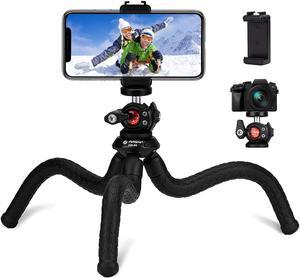 Phone Tripod, Fotopro Flexible Tripod with Extension Ball Head and Cold Shoe Mount, Camera Tripod with Vertical Horizantal Rotating, Tripod for Camera and Mobile Live Stream