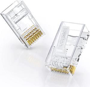 UGREEN RJ45 Connector Cat6 100 Pack Cat6 Cat5e RJ45 Pass Through Plug Ends Ethernet Cable Crimp Network LAN Connector Crystal