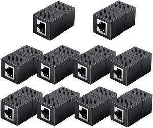 UGREEN RJ45 Coupler Ethernet Extender Connector 10 Pack Inline Coupler Cat7 Cat6 Cat5e Ethernet Cable Adapter Female to Female Black