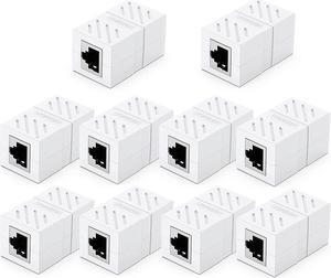 UGREEN RJ45 Coupler Ethernet Extender Connector 10 Pack Inline Coupler Cat7 Cat6 Cat5e Ethernet Cable Adapter Female to Female White