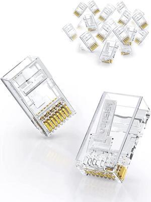 UGREEN RJ45 Connector 50 Pack Cat6 Cat5e RJ45 Pass Through Plug Ends Ethernet Cable Crimp Network Plug LAN Connector Crystal