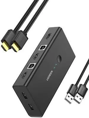 UGREEN KVM Switch, HDMI and USB Switcher 2 in 1 Out Switches for 2 Computers Share Keyboard Mouse Printer and 1 Monitor, Support Full HD 4K@30Hz with One Button Switch, 2 USB Cable and 2 HDMI Cable UGREEN KVM Switch, HDMI and USB Switcher 2 in 1 Out Switches for 2 Computers Share Keyboard Mouse Printer and 1 Monitor, Support Full HD 4K@30Hz with One Button Switch, 2 USB Cable and 2 HDMI Cable
