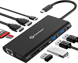 UtechSmart Triple Monitor USB-C Laptop Docking Station 11-in-1 Dock (Black) UtechSmart Triple Monitor USB-C Laptop Docking Station 11-in-1 Dock (Black)