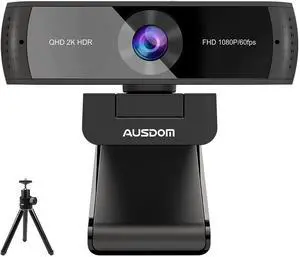 AUSDOM AW651 2K QHD AutoFocus Webcam without Distortion, 1080P 60FPS Zoomable Streaming Web Camera, HDR, Dual Noise Cancelling Microphones, Cover Slide & Tripod, for Live Streaming Zoom Skype Facetime AUSDOM AW651 2K QHD AutoFocus Webcam without Distortion, 1080P 60FPS Zoomable Streaming Web Camera, HDR, Dual Noise Cancelling Microphones, Cover Slide & Tripod, for Live Streaming Zoom Skype Facetime