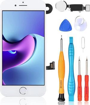 for iPhone 7 Plus Screen Replacement with Home Button White, Full Assembly LCD Display Touch igitizer with Front Camera+Earpiece Speaker+Proximity Sensor+Tools for A1661, A1784, A1785