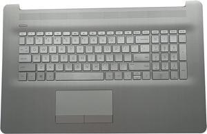 Replacement for HP 17 by 17-by 17CA 17-CA Laptop Upper Case Palmrest Non-Backlit Keyboard Touchpad Assembly Part L26986-001 6070B1308113 Top Cover Sliver 2020 Year - OEM