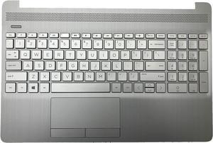 Replacement for HP 15S DU/DY/DW Laptop Upper Case Palmrest Non-Backlit Keyboard Touchpad Assembly Part L52023-001 Sliver - OEM