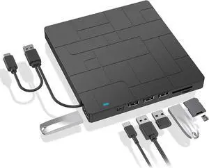 External CD/DVD Drive for Laptop, USB 3.0 Type-C DVD Player CD Burner ROM +/-RW Optical Reader Writer, Disk Drive with 4 USB Ports and 2 SD Card Slots for Windows/7/8/10, Mac OS and Linux (Black) External CD/DVD Drive for Laptop, USB 3.0 Type-C DVD Player CD Burner ROM +/-RW Optical Reader Writer, Disk Drive with 4 USB Ports and 2 SD Card Slots for Windows/7/8/10, Mac OS and Linux (Black)