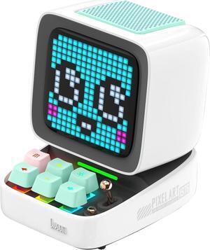 Divoom Ditoo Pixel Art Gaming Portable Bluetooth Speaker with App Controlled 16X16 LED Front Panel, Also a Smart Alarm (White)