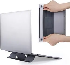 MOFT Compact Adhesive Laptop Stand 2\u201d Elevation for Typing Ergonomics, Fits Laptops Without Bottom Vents, Repositionable Residue-Free Computer Desk Stand,Grey