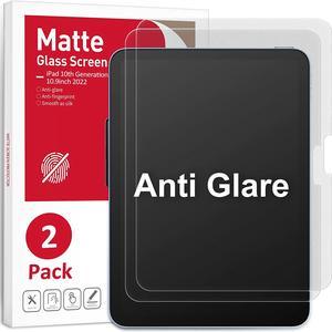 2 Pack Matte Glass Screen Protector Compatible with iPad 10th Generation 2022 10.9, Anti Glare&Fingerprint/Easy Install/Bubble Free/Smooth as Silk/Apple Pencil Compatible/9H Tempered Glass