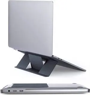 MOFT Compact Adhesive Laptop Stand 3 Elevation for Ergonomic Viewing, Fits Laptops Without Bottom Vents, Repositionable Residue-Free Computer Desk Stand, Starry Grey