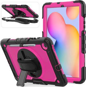 Case for Galaxy Tab S6 Lite 2022/2020 Model SM-P610/P613/P615/P619 with Pen Holder Screen Protector | Full-Body Rugged Protective Case W/Shoulder Strap for Samsung S6 Lite 10.4 Inch | Rose