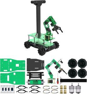 Yahboom Robot Aluminum Alloy Car Chassis with 80mm Mecanum Wheel 6DOF Robotic Arm for Raspberry Pi Arduino DIY Kit Smart Robot Car (Suspension Chassis with Mecanum Wheel(L)+6DOF)