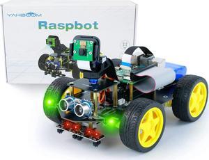 Yahboom 4WD Robot for Raspberry Pi 4B 3B+, DIY Car Kit with CameraUltrasonic Sensor etc,Python Programming Electronic AI Robotic Kit for Teens and Adults(Raspbot with Raspberry Pi 4B(4G))